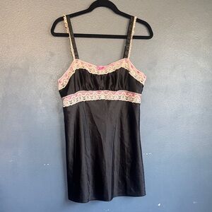 Betsey Johnson Black & Hot Pink Lace Lingerie Dress